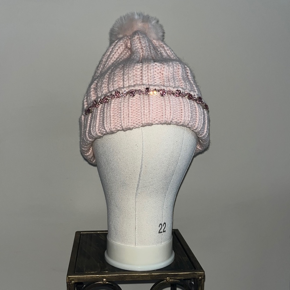 New York & Company Light Pink Rhinestone Beanie Size OS Great Condition!!!